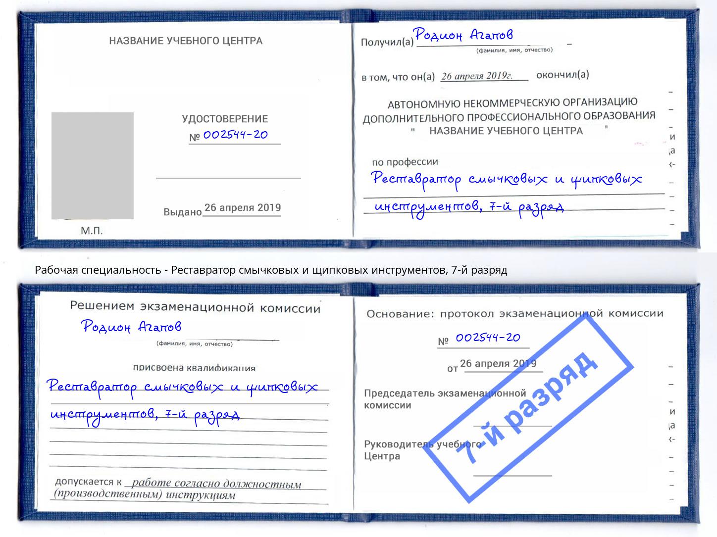 корочка 7-й разряд Реставратор смычковых и щипковых инструментов Дюртюли