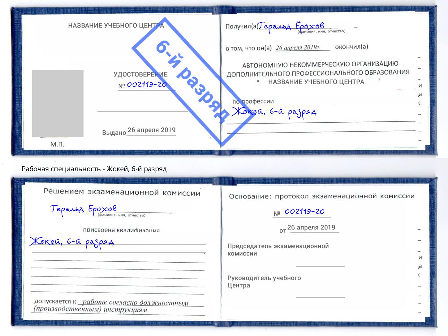 корочка 6-й разряд Жокей Дюртюли