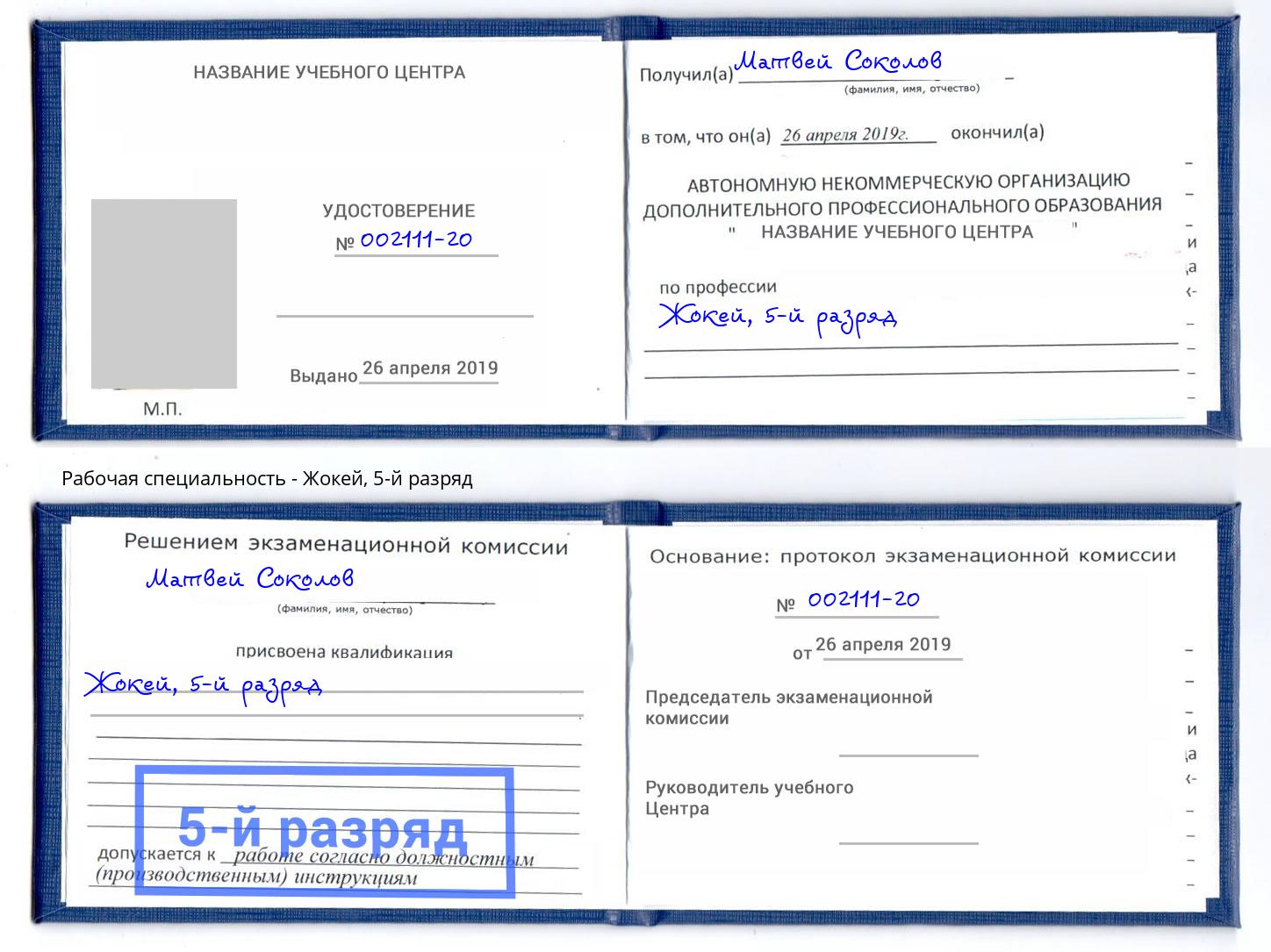 корочка 5-й разряд Жокей Дюртюли